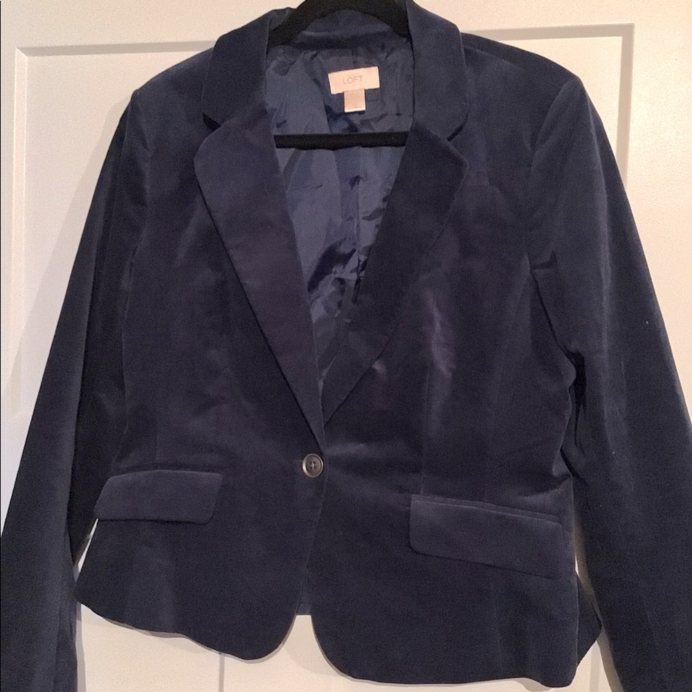 LOFT blue velvet jacket size 12